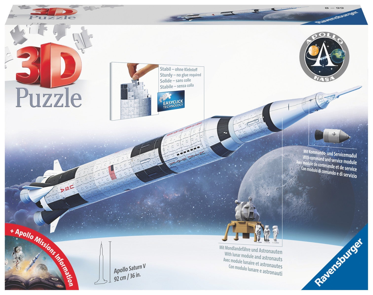 Puslespill 3D 440 Apollo Saturn V Rocket Ravensburger