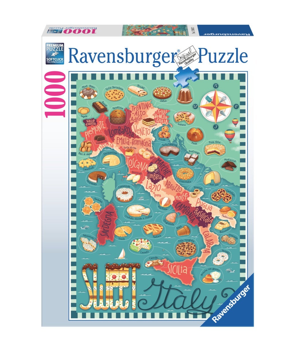 Puslespill 1000 Kart Over Italia Søtt Ravensburger
