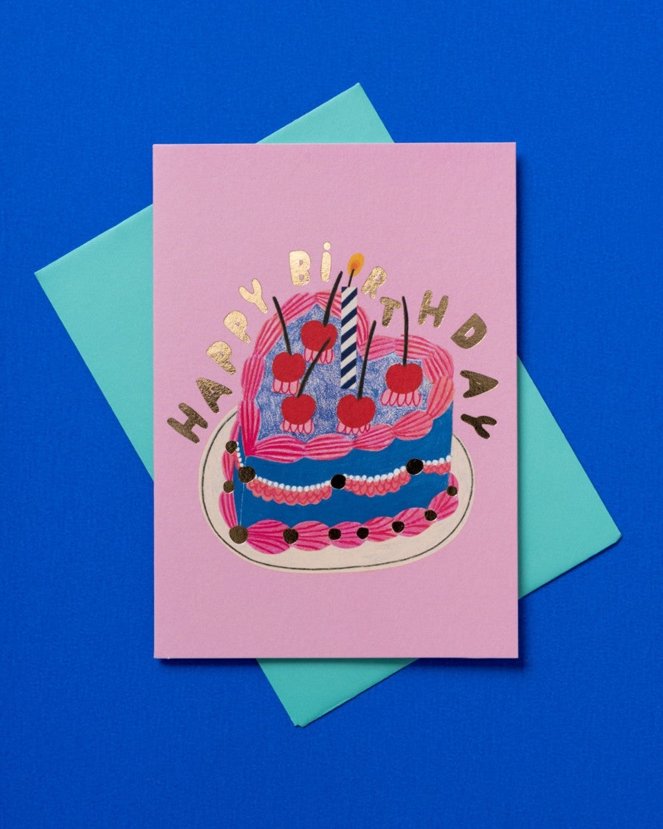 Kort HBD Heart Cake