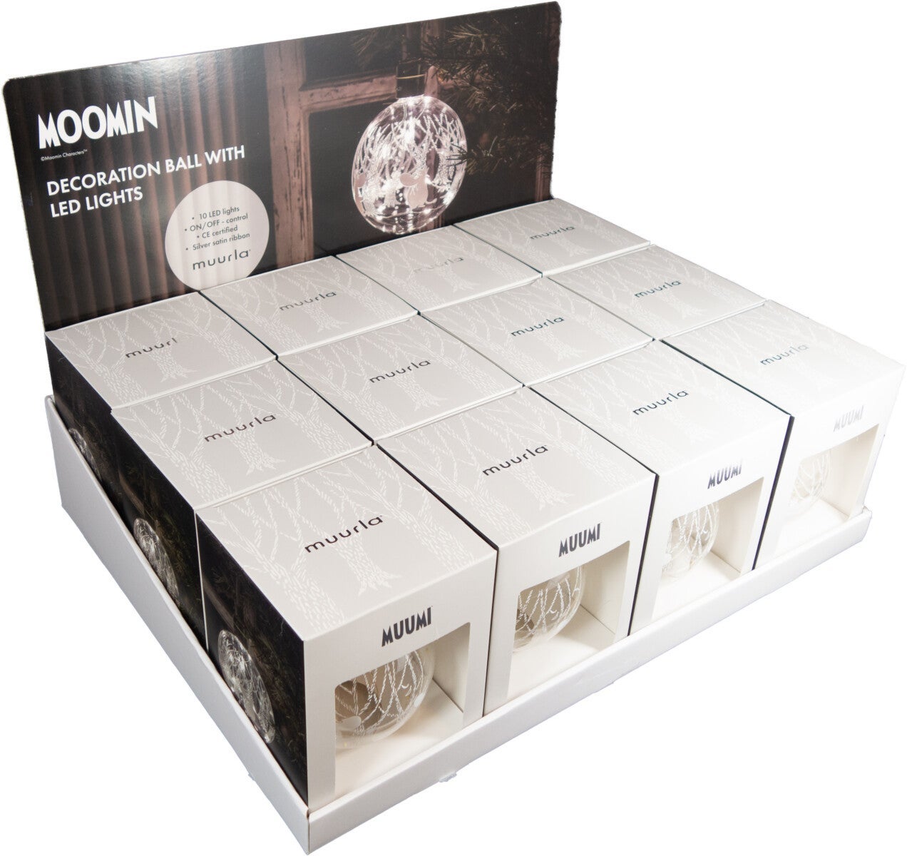 Dekorasjonskule Mummi i skogen glass LED