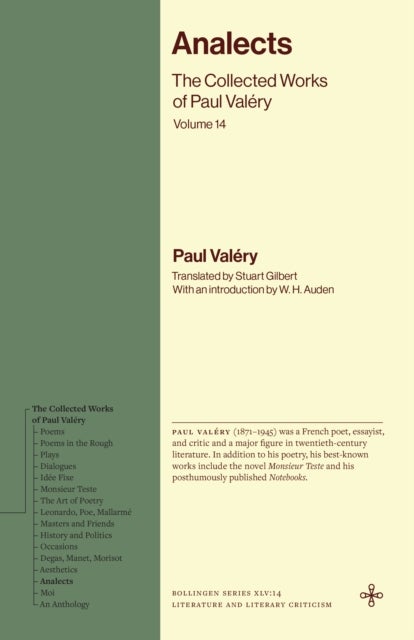 Analects - The Collected Works of Paul Valery, Volume 14