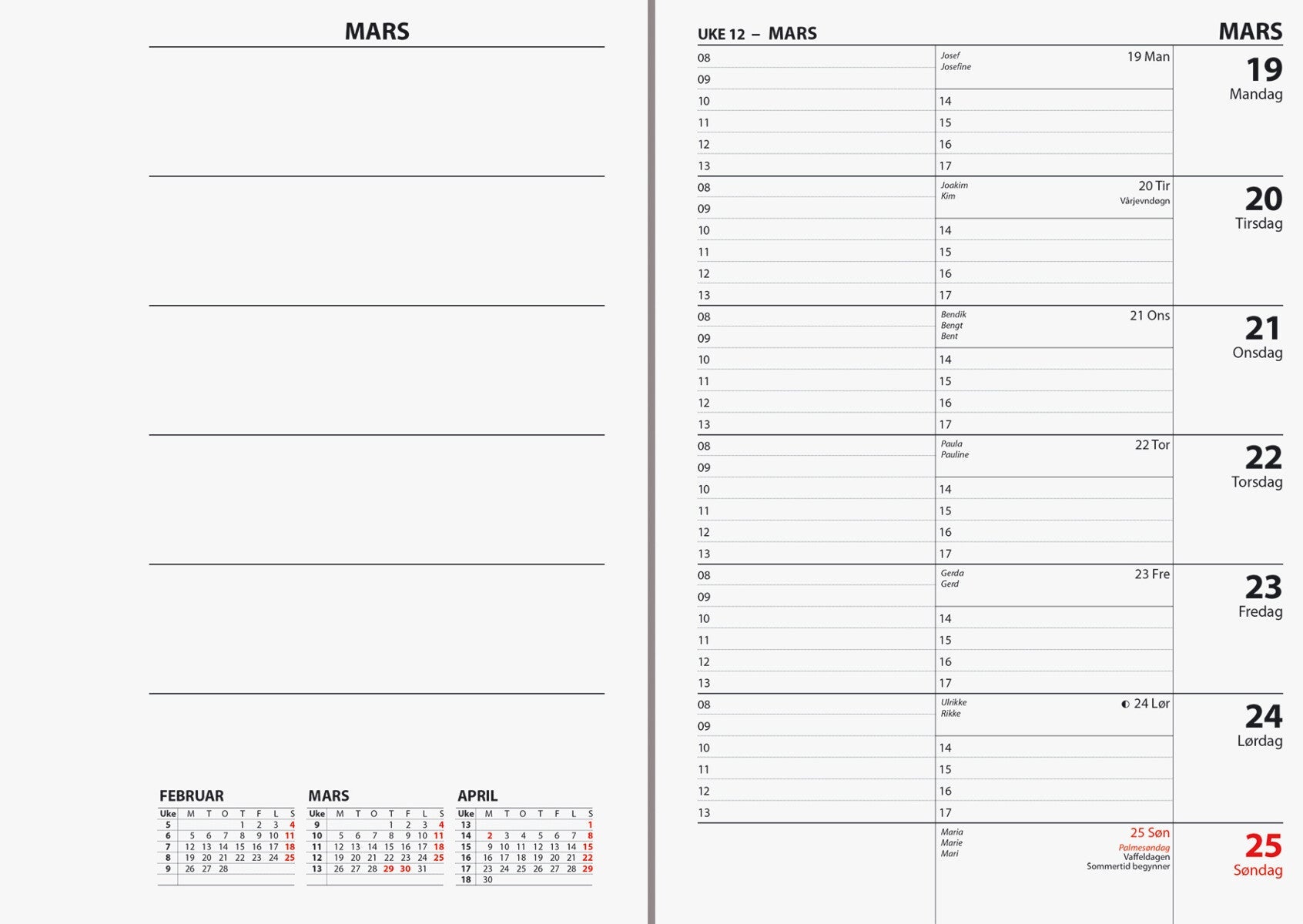 Kalender 2024 7.Sans Ukekalender refill i omslag