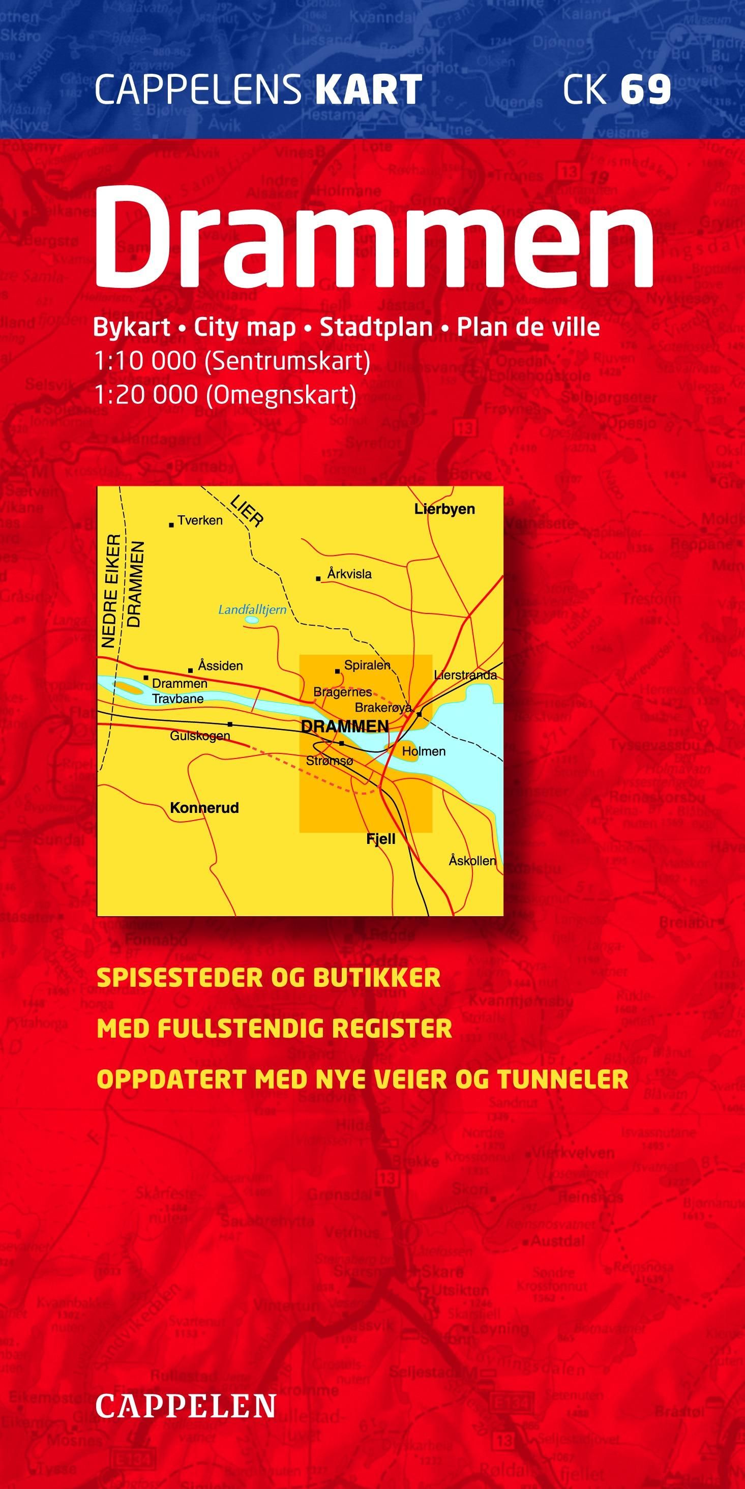 Drammen - bykart = city map = Stadtplan = plan de ville