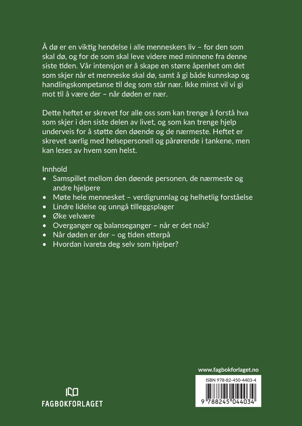 Omsorg for døende og deres pårørende