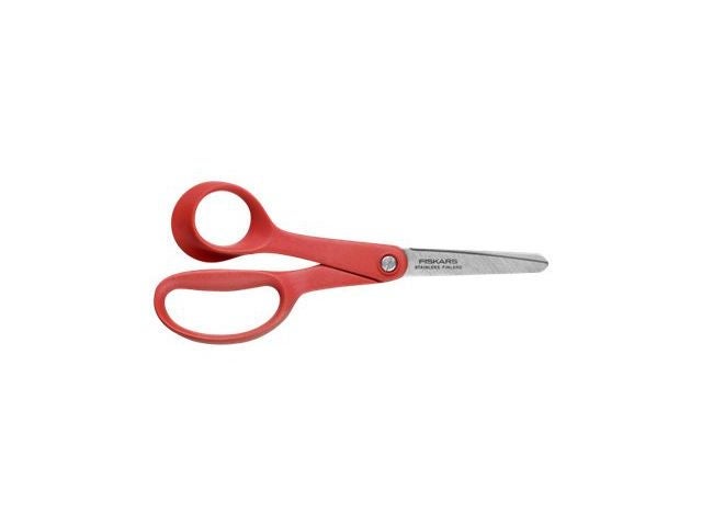 Saks Fiskars barn 13cm venstrehånd rød