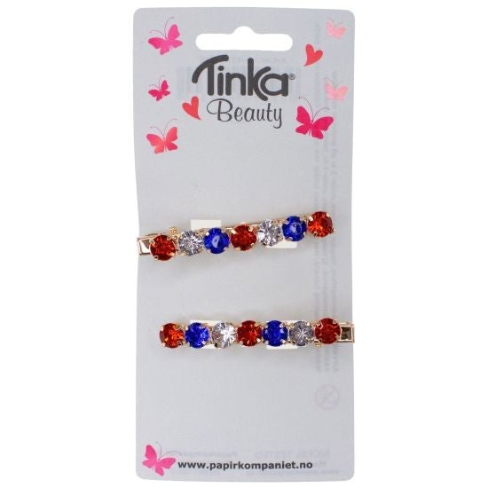 Hårspenne m/steiner rød/hvit/blå - Tinka Beauty