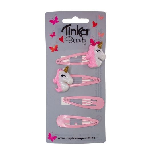 Hårklips Rosa Unicorn 4 Stk
