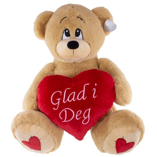 Bamse Brun 38cm Hjerte Glad I Deg