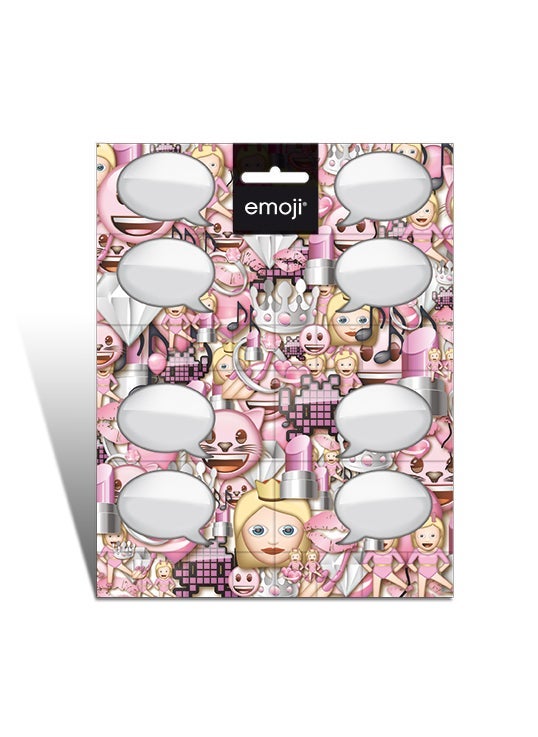Boketiketter m/små stickers Emoji Pink