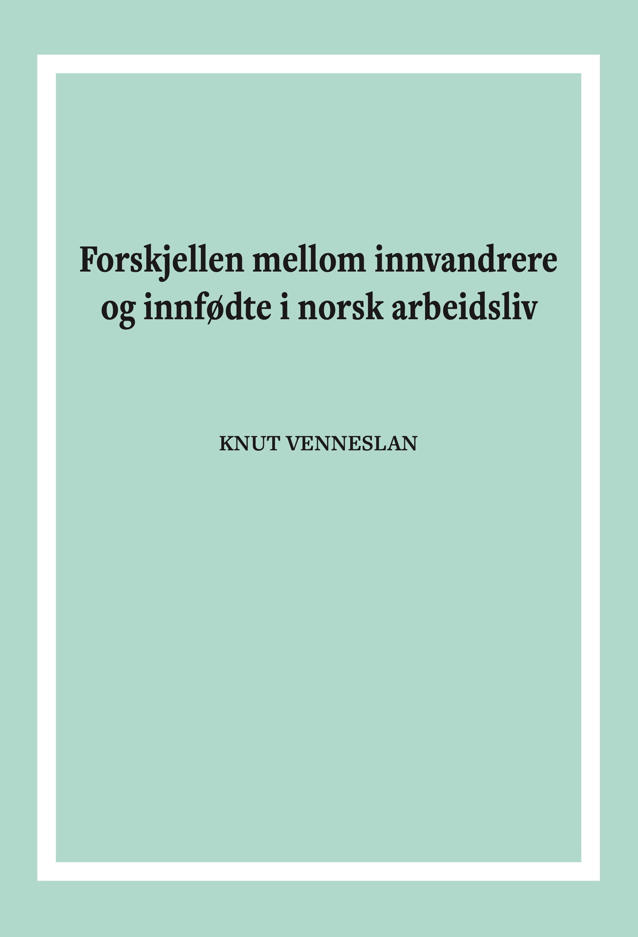 Forskjellen mellom innvandrere og innfødte i norsk arbeidsliv - 2009-2013 : en statistisk basert formanalytisk undersøkelse