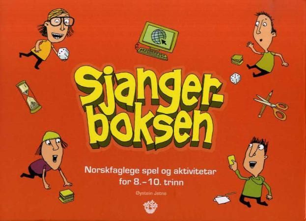 Sjangerboksen. Norskfaglege spel og aktivitetar for 8.-10. trinn. 1 ressursbok. 1 spelebrett. spelko - bokstavplansjer