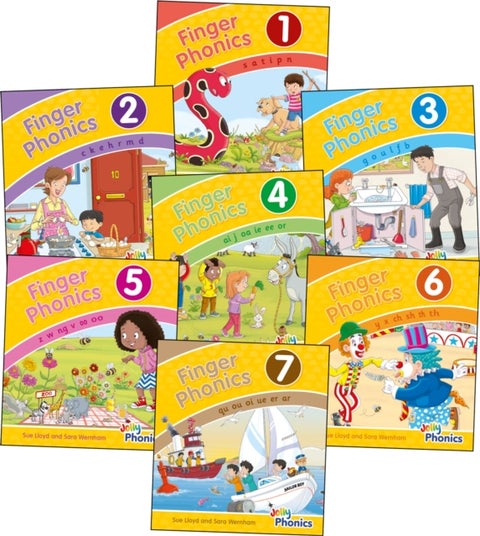 Finger Phonics Books 1-7 - in Precursive Letters (British English edition)