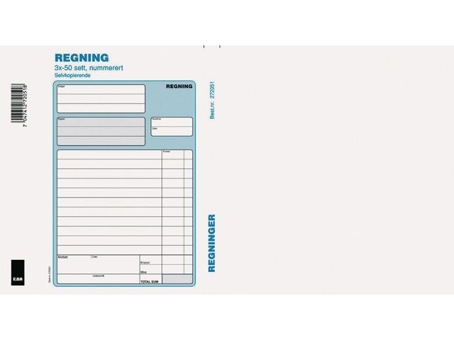 Regning A5 Emo selvkopi. 3x50 sett num