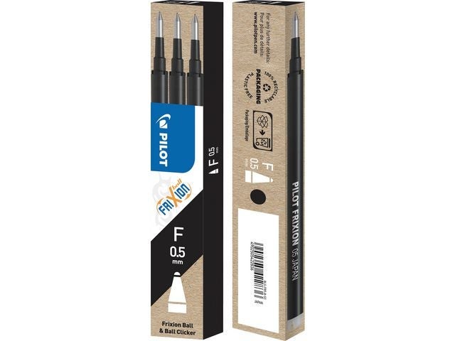 Refill Kulepenn Pilot Frixion 0,5 Sort (3) - BLS-FR5-S3