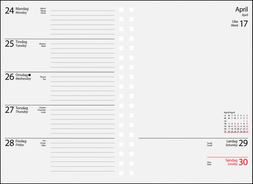 Lommekalender 2021 7.sans Futurum Uke A6 refill - Innbundet