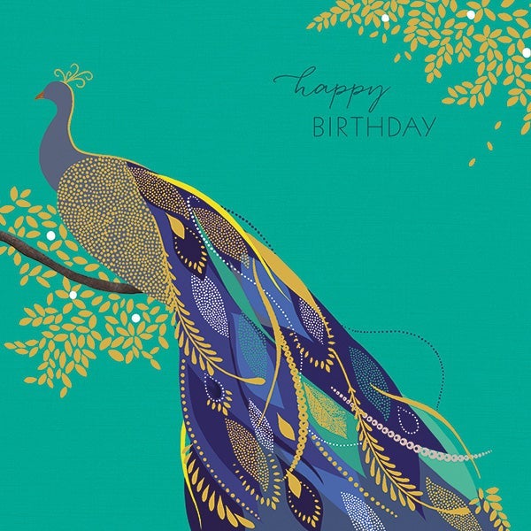 Kort Sara Miller Happy Birthday Peacock