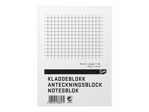 Kladdeblokk A6 Emo ruter 100bl 60g