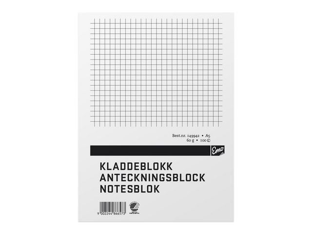 Kladdeblokk A5 Emo ruter 100bl 60g