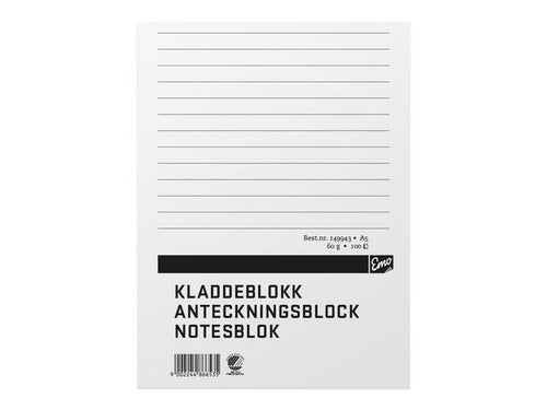 Kladdeblokk A5 Emo linjert 100bl 60g