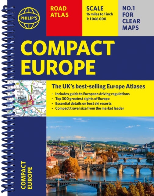 Philip's Compact Atlas Europe - A5 Spiral with the Top 300 tourist sites