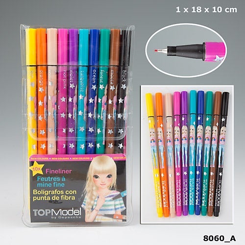 Tusjpenn Fineliner 10 Farger Topmodel