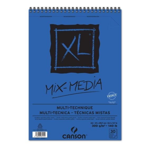 Tegneblokk Canson XL 30 ark 300 gr A4 - Mix Media