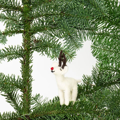 Julepynt Afroart White Reindeer