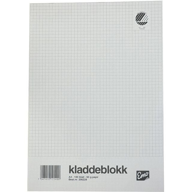 Kladdeblokk A4 Emo ruter 100bl 60g