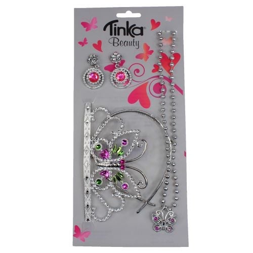 Prinsessesett Tiara, Halskjede, Ørepynt. Rosa