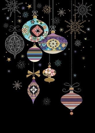 Doble julekort 12x17 Jewels, Patterned Baubles