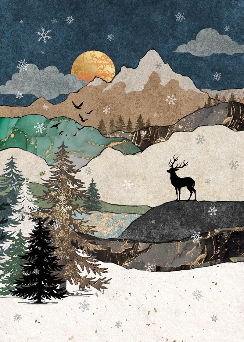 Doble julekort 12x17 Scenics Mountain Stag