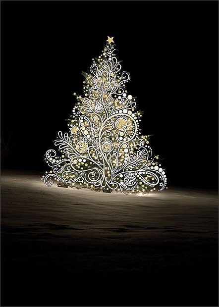 Doble julekort 12x17 Jewels, White Tree