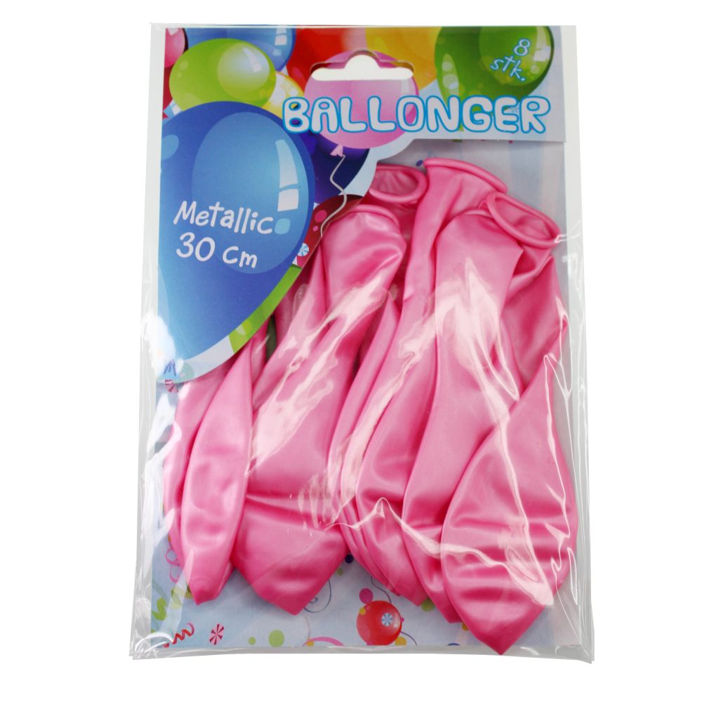 Ballonger 8pk lysrosa metallic