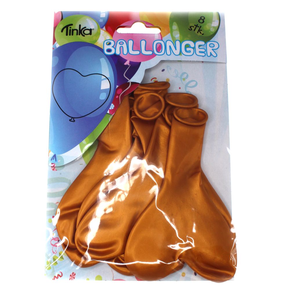 Ballonger hjerte 5pk gull metallic