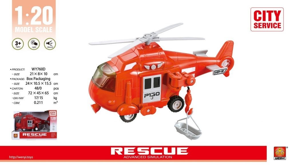 Redningshelikopter m/lyd og lys (20Cm)