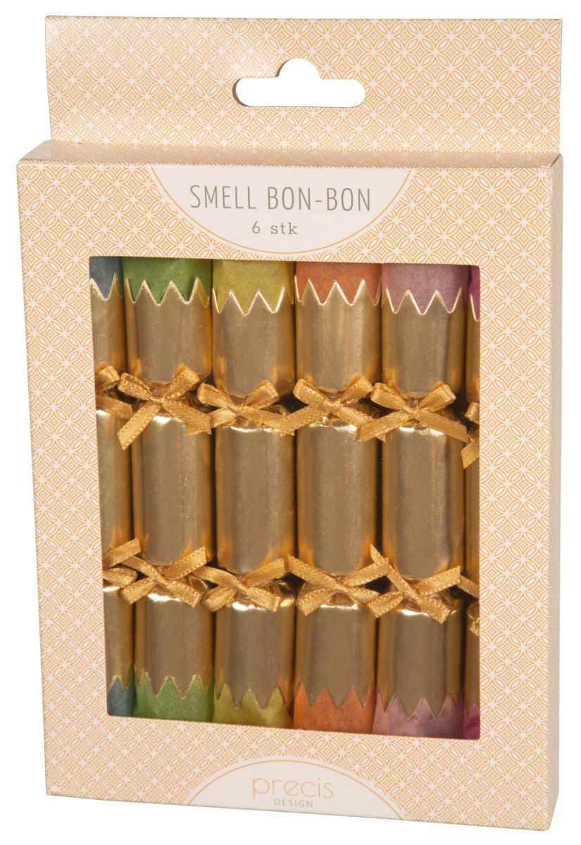 Smellbonbon med sløyfe gull ass farger