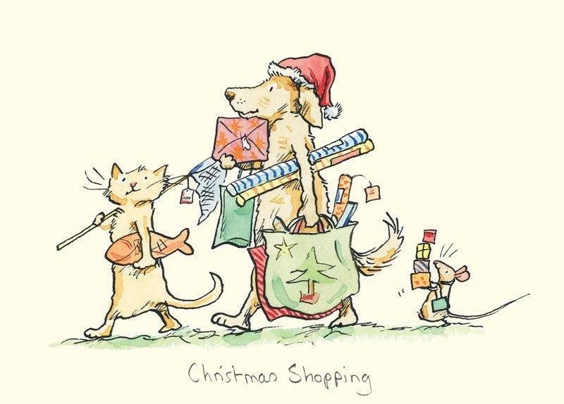 Julekort Two Bad Mice, Christmas Shopping