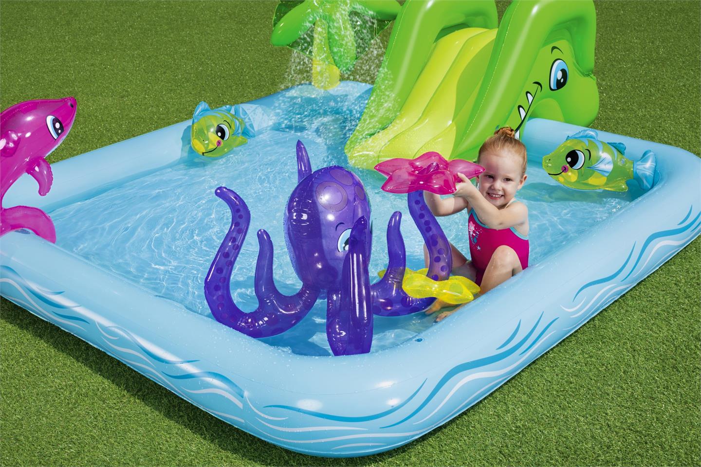 Basseng m/sklie og figurer 239x206x86cm Bestway