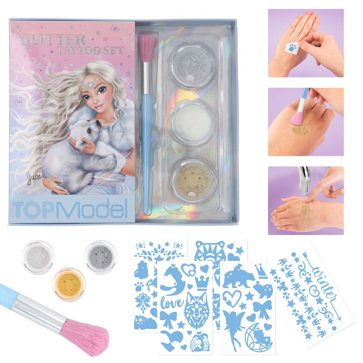 Glitter Tattoo Sett Ice World Topmodel