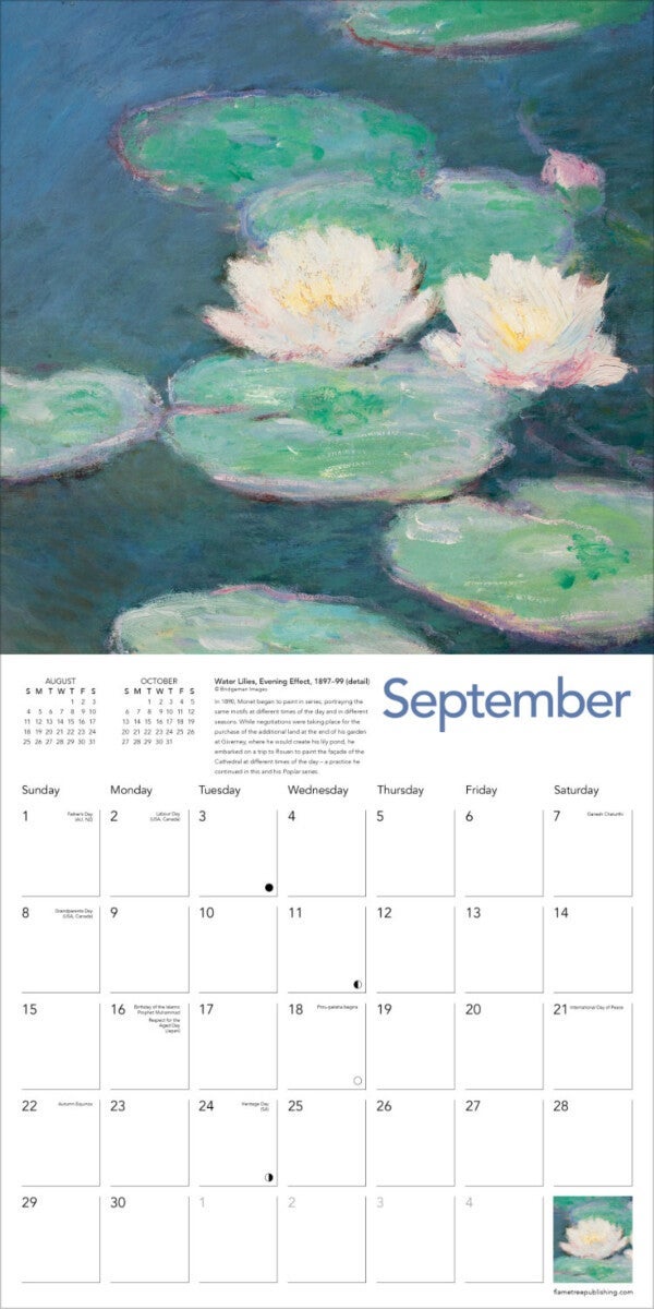 Kalender 2024 Monet Waterlilies 30x30cm