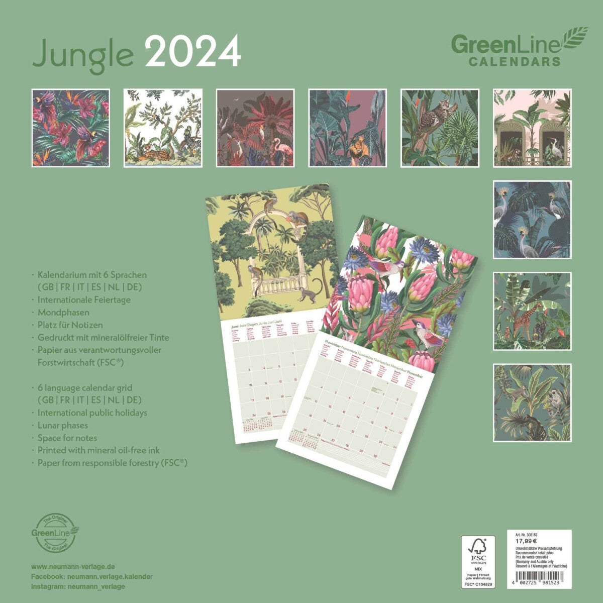 Kalender 2024 Jungle 30x30cm