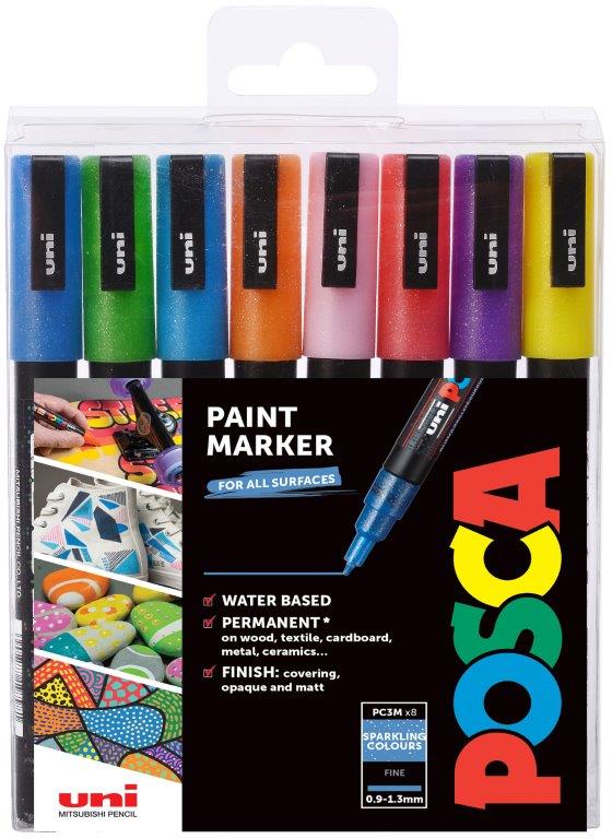 Tusj Uni Posca PC-3M 8 Sparklingfarger