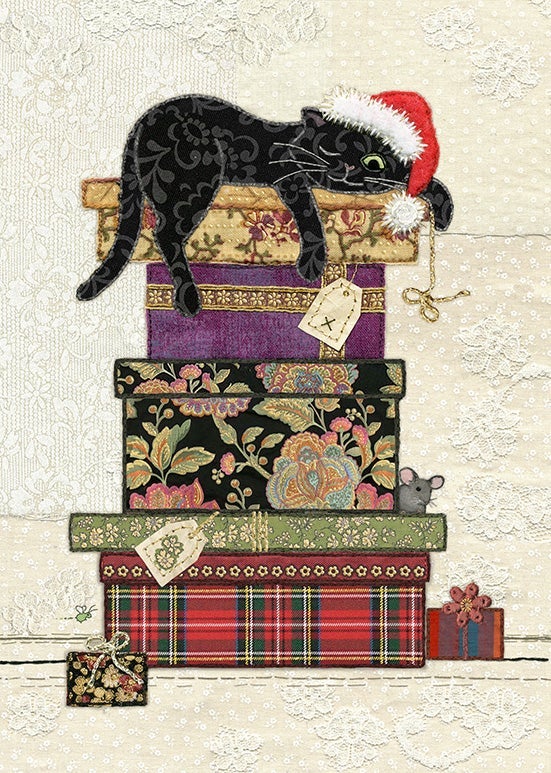Doble julekort 12x17 Amy's Cards Cat Presents