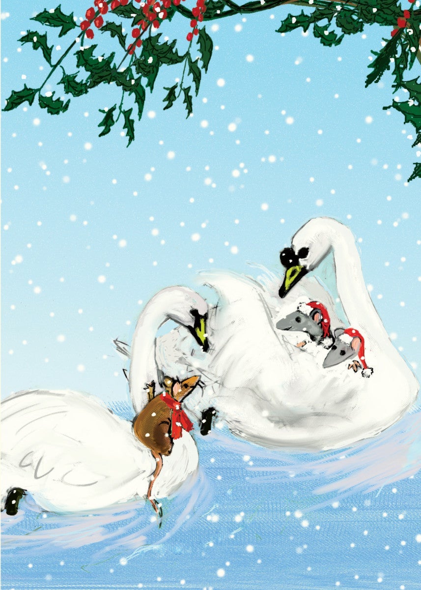 Julekort Two Bad Mice, Julian Williams Swan Christ