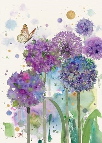 Kort Dobbelt 167x118mm Collage Allium Garden