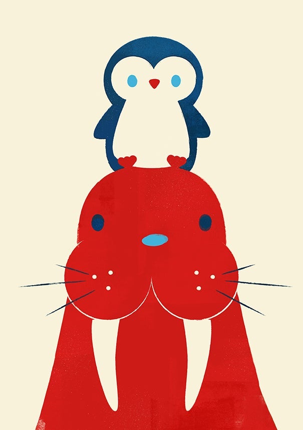 Dobbelt kort 12x17, Jay Fleck, Penguin and Walrus