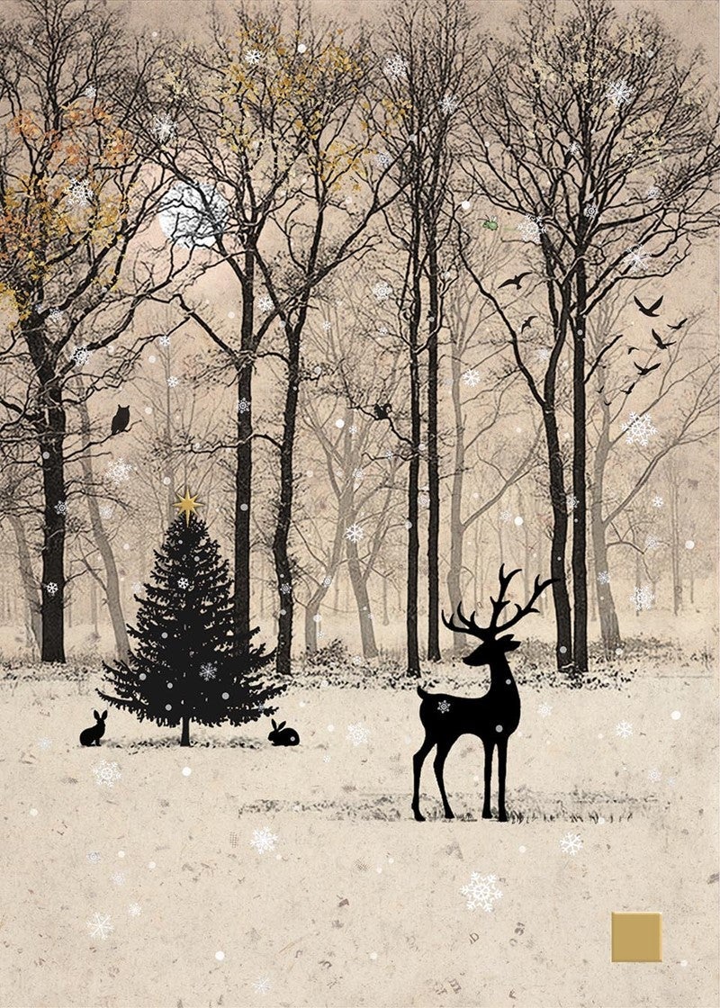 Doble julekort 12x17 Paper & Foil, Winter Silhouet