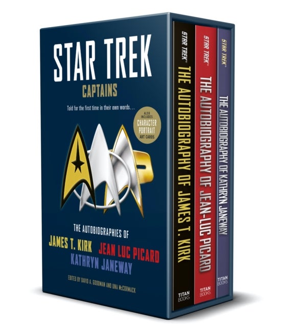 Star Trek Captains - The Autobiographies - Boxed set with slipcase and character portrait art of Kirk, Picard and Janeway a utobiographies