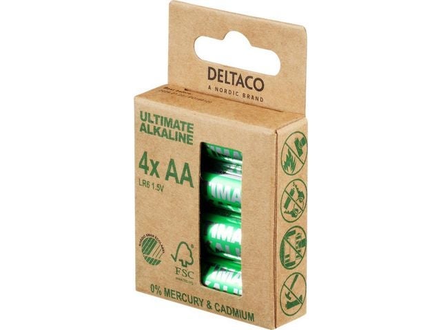 Batteri Deltaco Alkaline AA/LR6 (4)