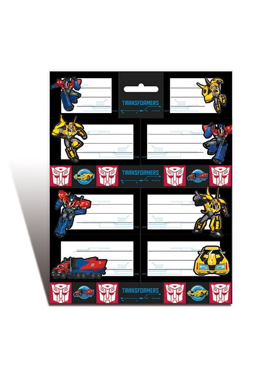 Boketiketter m/små stickers Transformers